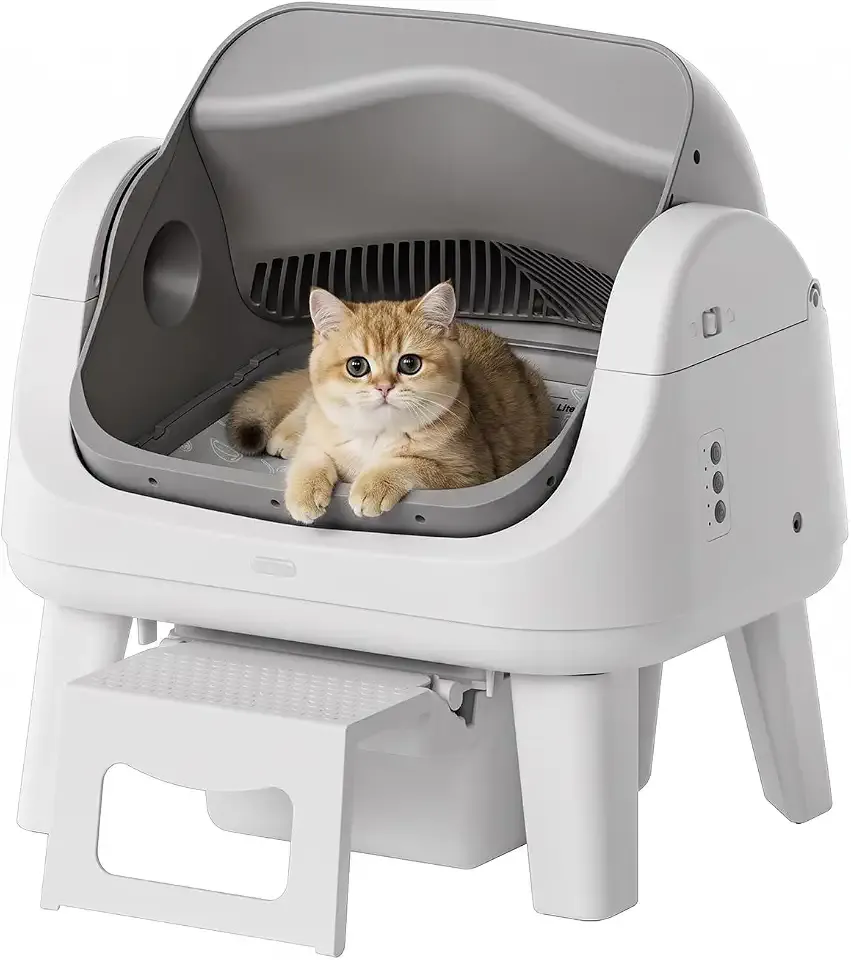 Automatic Cat Litter Box, Self Cleaning, Low Entry Step, Open Top