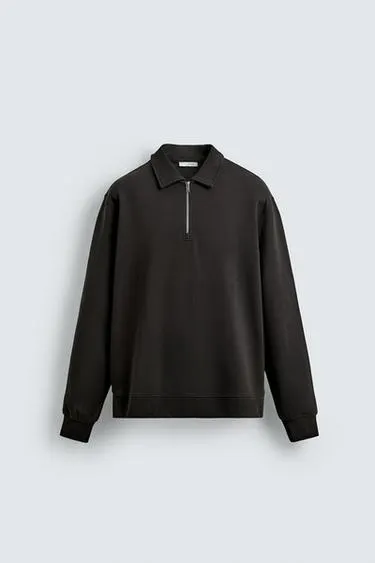 INTERLOCK POLO SWEATSHIRT WITH ZIP