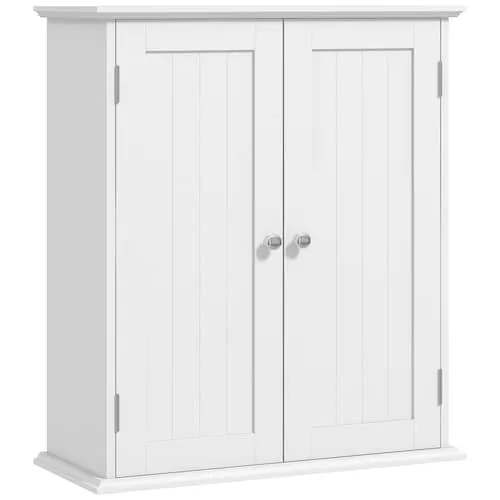 20.9-inch Bathroom Wall Cabinet with Adjustable Shelf and 2 Doors in White