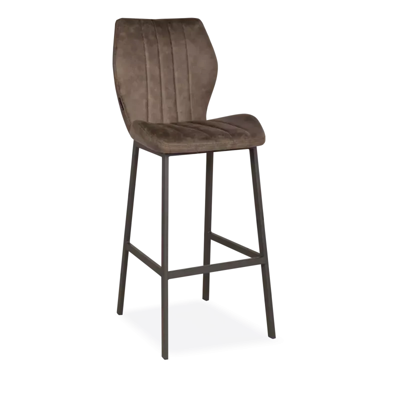 Barstoel Kenny - zithoogte 75 cm - stof Otis Bruin - handgreep - poot zwart