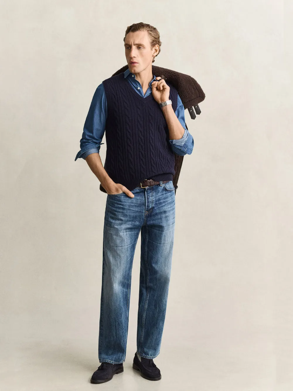 Lambswool Cable Knit Vest