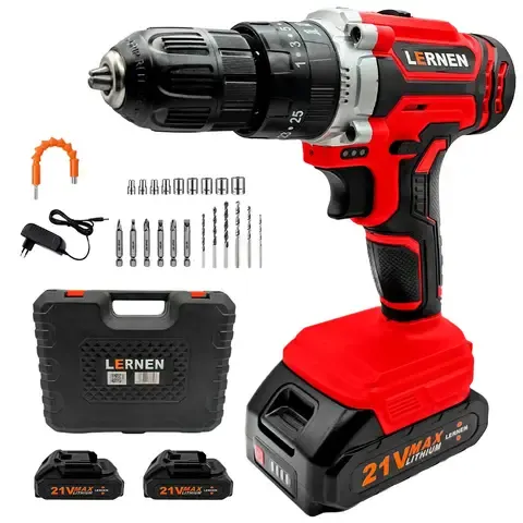 Taladro Percutor Destornillador Inalámbrico 21v + 2 Baterías