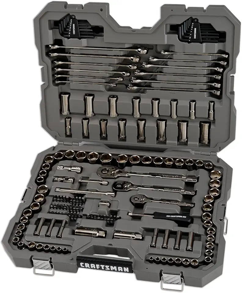 CRAFTSMAN OVERDRIVE 154-Piece Gunmetal Chrome Mechanics Tool Set, Standard SAE/Metric Socket Set, with Hard Case (CMMT99154L)