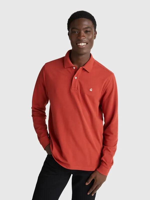 Long sleeve cotton polo