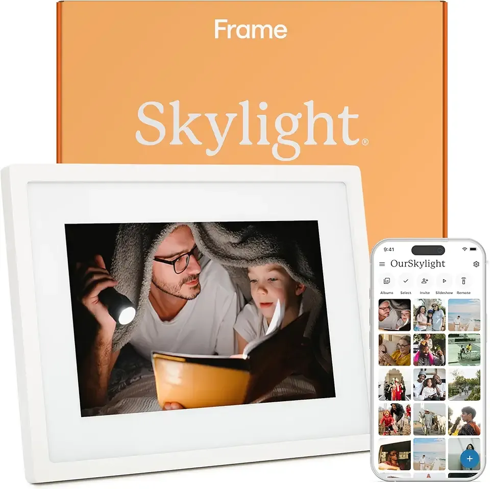 Skylight Digital Picture Frame - WiFi Enabled with Load from Phone Capability, Touch Screen Digital Photo Frame Display - Customizable Gift for Friends and Family - 10 Inch White