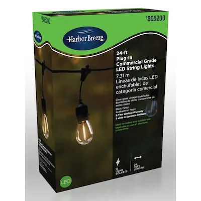 24-ft Plug-in Black Indoor/Outdoor String Light with 12 Color changing -Light LED Edison Bulbs and with Remote