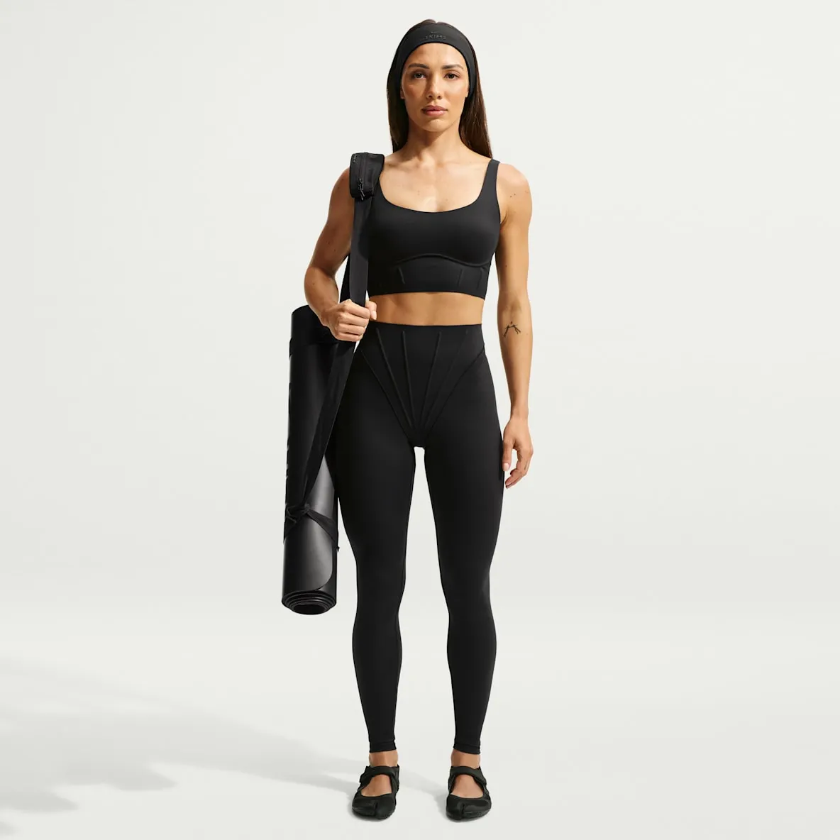 Korsettleggings med høyt liv til dame (66 cm)