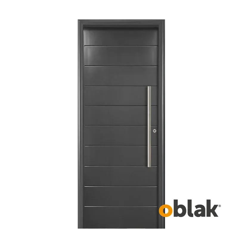 Puerta de exterior acero Primma Plus M1731G grafito 80 x 200 cm izquierda