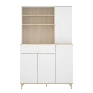 Aparador mueble auxiliar Shaw blanco y roble 119,3x188,6x40 cm