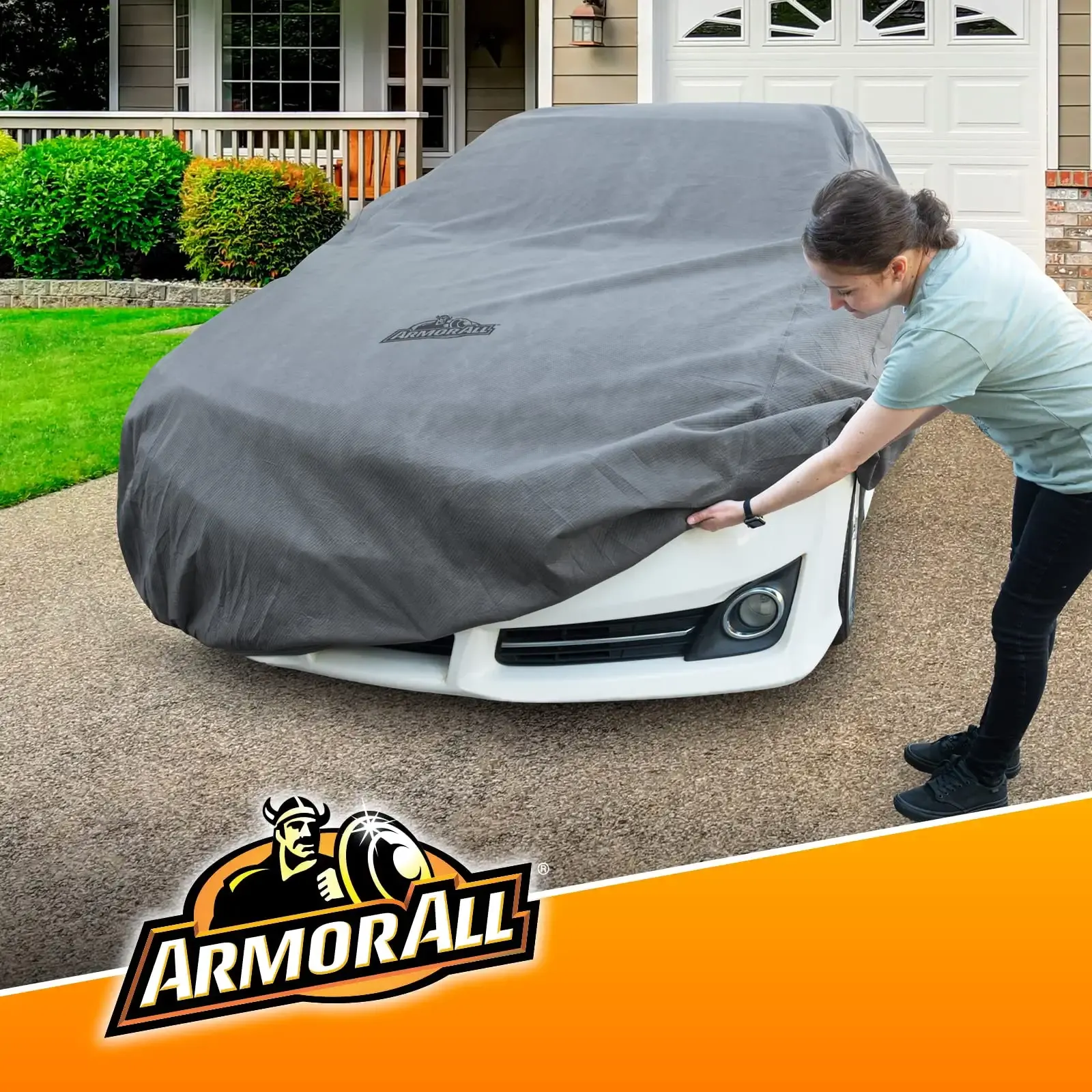 Armor All Car Cover Waterproof All Weather Heavy Duty for Sedan up to 203" | Scratch-resistant soft lining, 6 secure straps, includes storage bag, works for Sun Rain Snow Hail Outdoor Indoor Protection