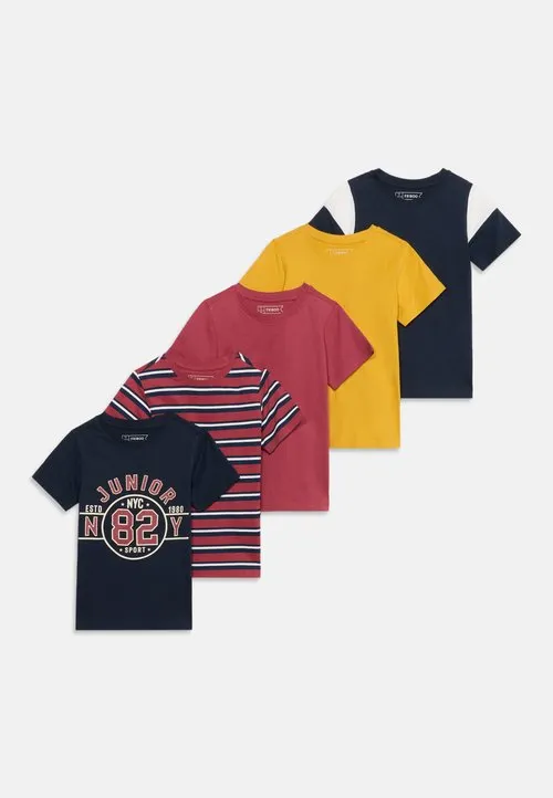 5 PACK - T-shirts med print - mustard yellow/dark blue/white