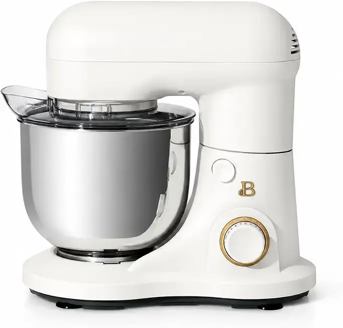 Beautiful 3.5 Qt Stand Mixer by Drew Barrymore, 12-Speed, White Icing | Tilt-Head Design, Stainless Steel Bowl, Dough Hook Included, Wire Whisk Included, Splash Guard Included