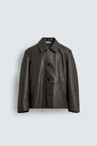 REGULAR FIT FAUX LEATHER OVERSHIRT