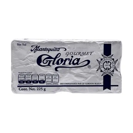 Mantequilla Gloria sin Sal Gourmet 225 gr