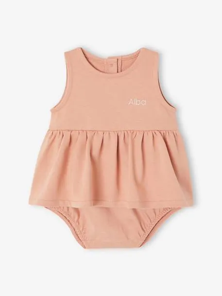 Robe bébé naissance avec body intégré - vieux rose