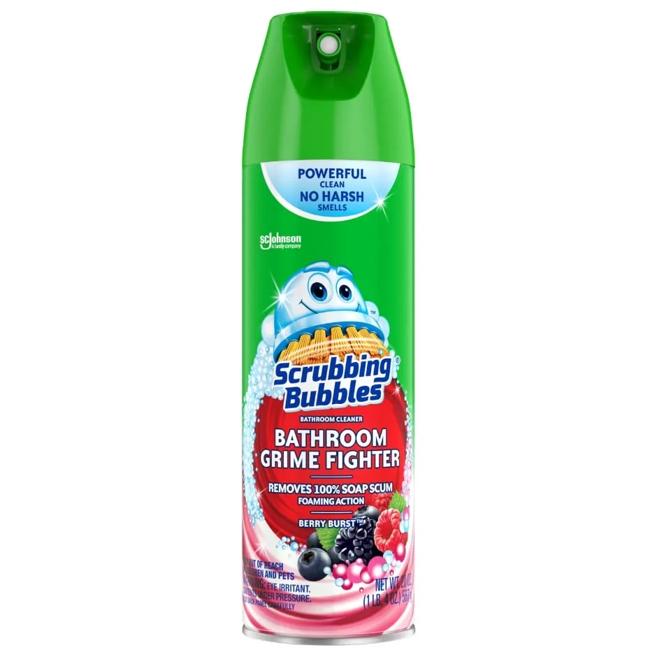 Scrubbing Bubbles Bathroom Grime Fighter Aerosol Cleaning Spray, Berry Burst Scent, 20oz