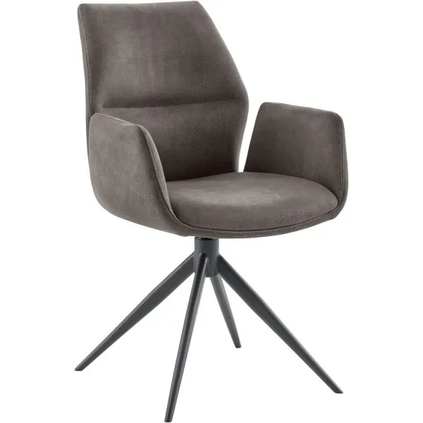 Eetkamerstoel Faido microvezel antraciet poot zwart