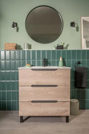 Mueble de baño con lavabo Lea roble 80x45 cm