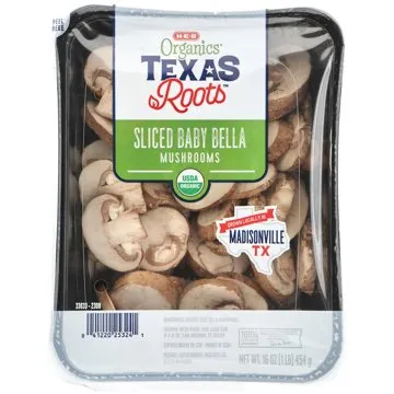 H-E-B Organics Texas Roots Sliced Baby Bella Mushrooms, 16 oz