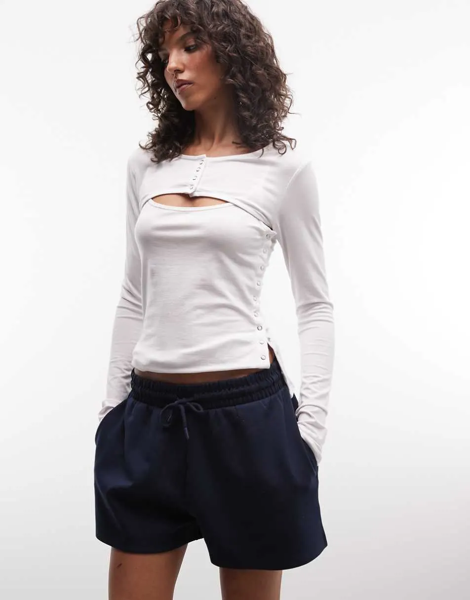 ASOS DESIGN interlock sports short in navy