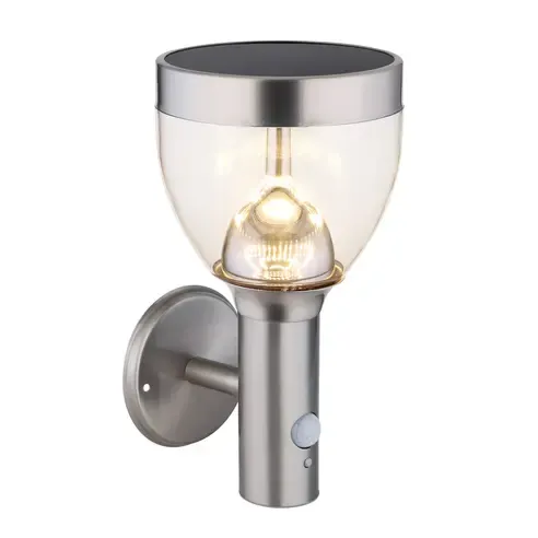 LED-Solar-Wandleuchte - grau-silber - Bewegungsmelder