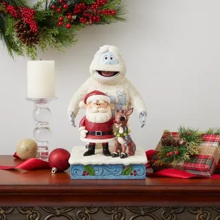 12" Holiday Statue Featuring Rudolph, Bumble, and Santa by Jim Shore