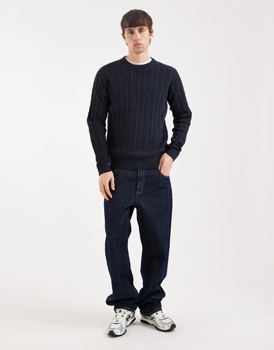 Threadbare knitted crew neck jumper in navy