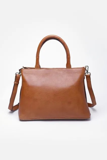 Handtas leder 3 vakken - MAE