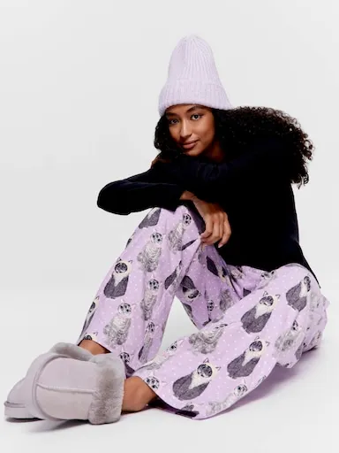 Babushka Cat 100% Cotton Flannelette Classic Pj Pant