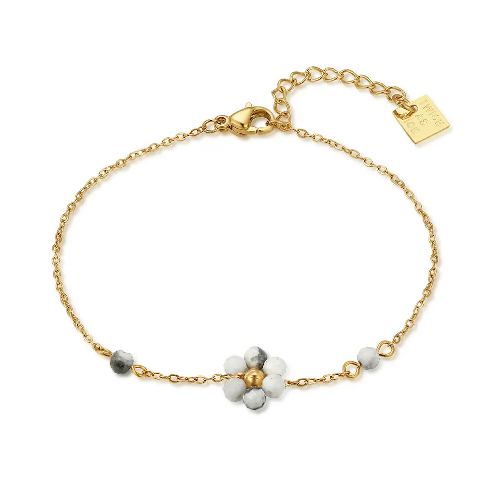 Armband in edelstaal, bloemen
