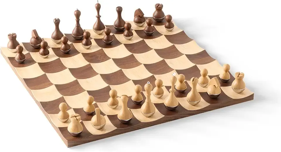 Umbra Wobble Chess Set, Walnut