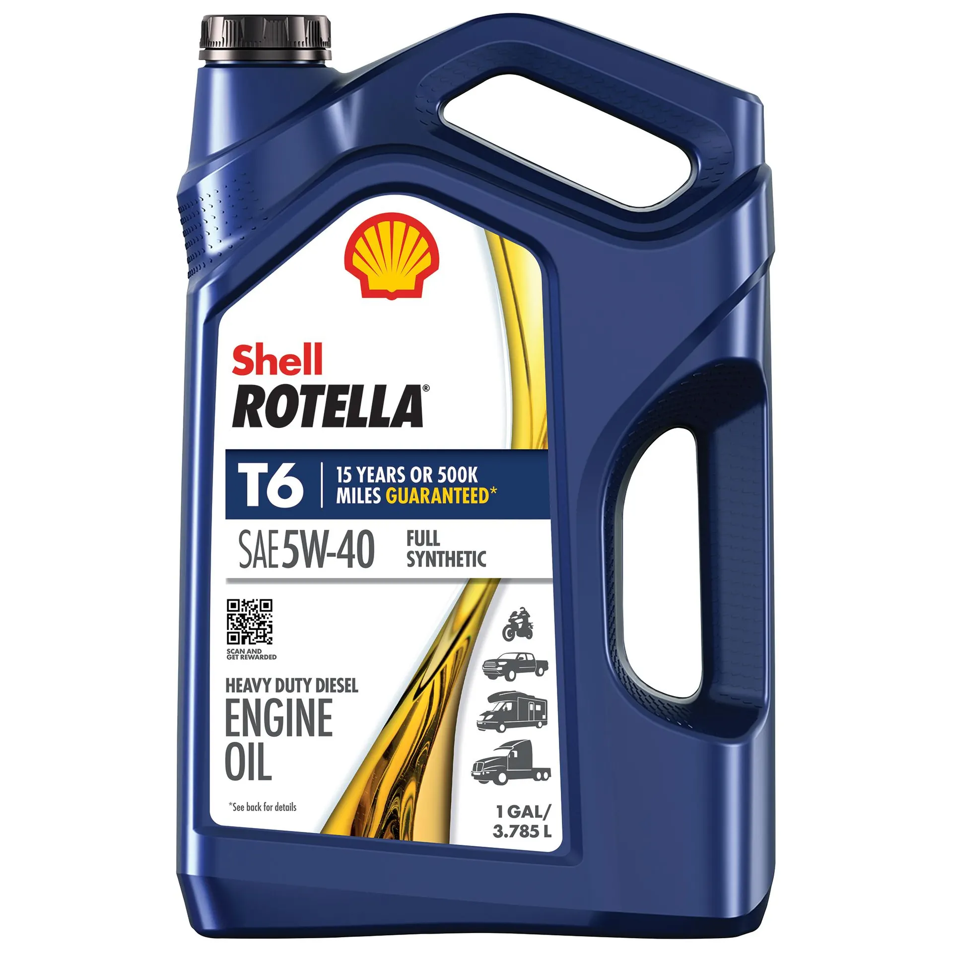 Shell ROTELLA T6 Diesel Engine Full Synthetic 5W-40 Motor Oil 1 Gallon