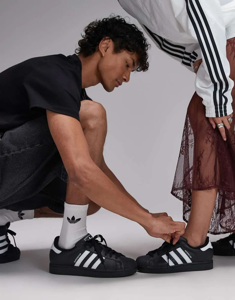 adidas Originals Superstar II trainers in black and white