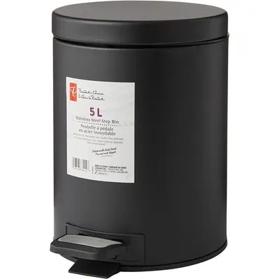 5L Stainless Steel Round Step Bin Matte Black
