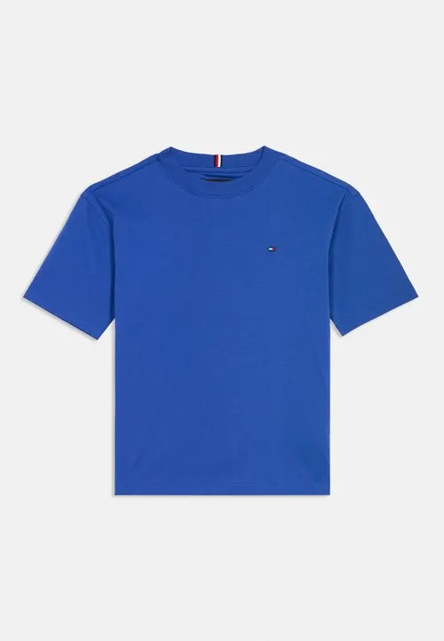 ESSENTIAL FLAG EMBROIDERY CREW NECK T-SHIRT - T-shirts - majesty blue