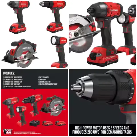 4-Tool Cordless Power Tool Set, V20 MAX Combo Kit (CMCK401D2AM)