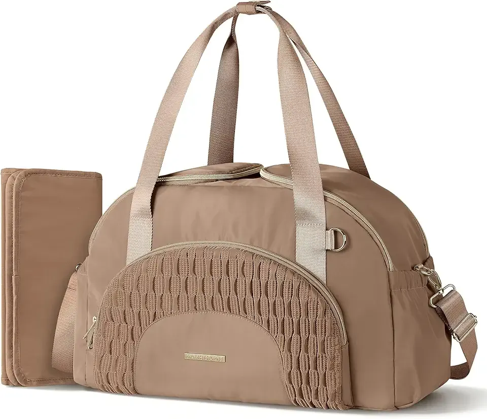 Marscamd Diaper Bag Tote with Changing Pad, Large Crossbody Diaper Bags for Travel with Dual Inner Compartments, Mommy Bag