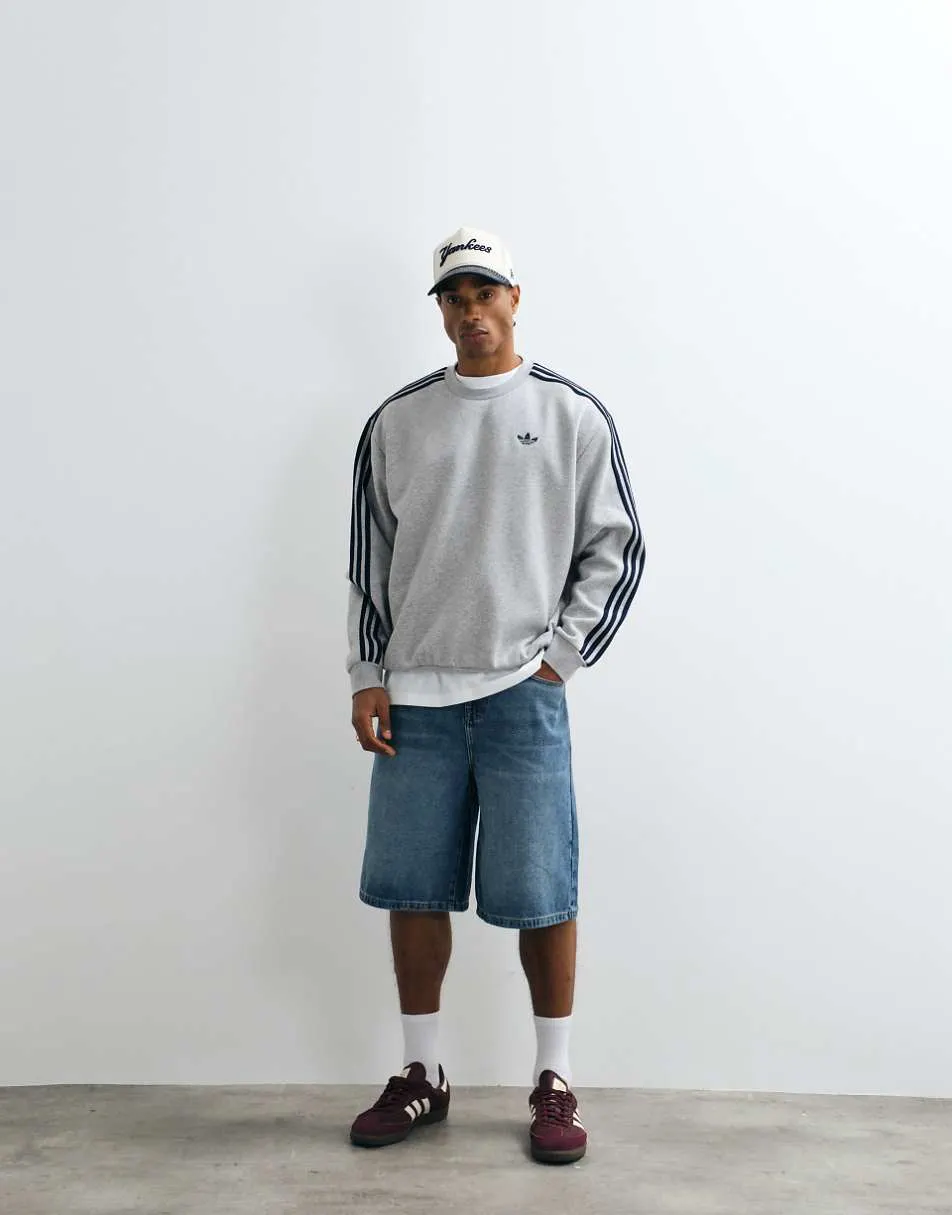 adidas Originals three stripe sweatshirt in grey