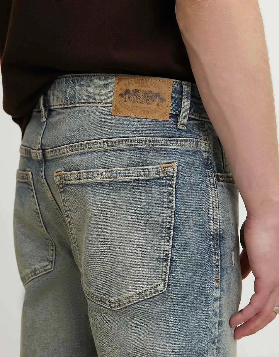 River Island Slim fit washed ripped jeans in light blue