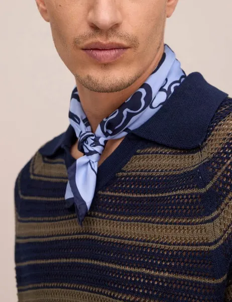 Bloc Twill Scarf Blue Fleur