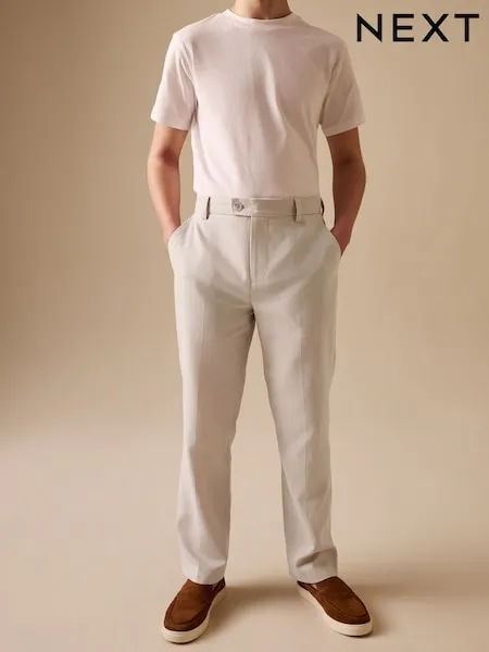 Neutral Beige Linen Blend Suit Trousers (3-16yrs)