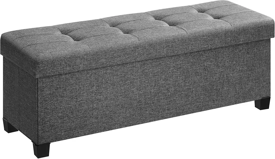 Storage Ottoman Bench, Foldable Foot Rest with Legs, 15 x 43 x 15.7 Inches, End of Bed Bench, Storage Chest, Load up to 660 lb, for Living Room, Bedroom, Entryway, Slate Gray ULSF018G01