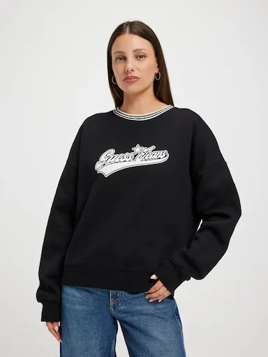 Guess Jeans Oversized Puff Star Sweat In Black