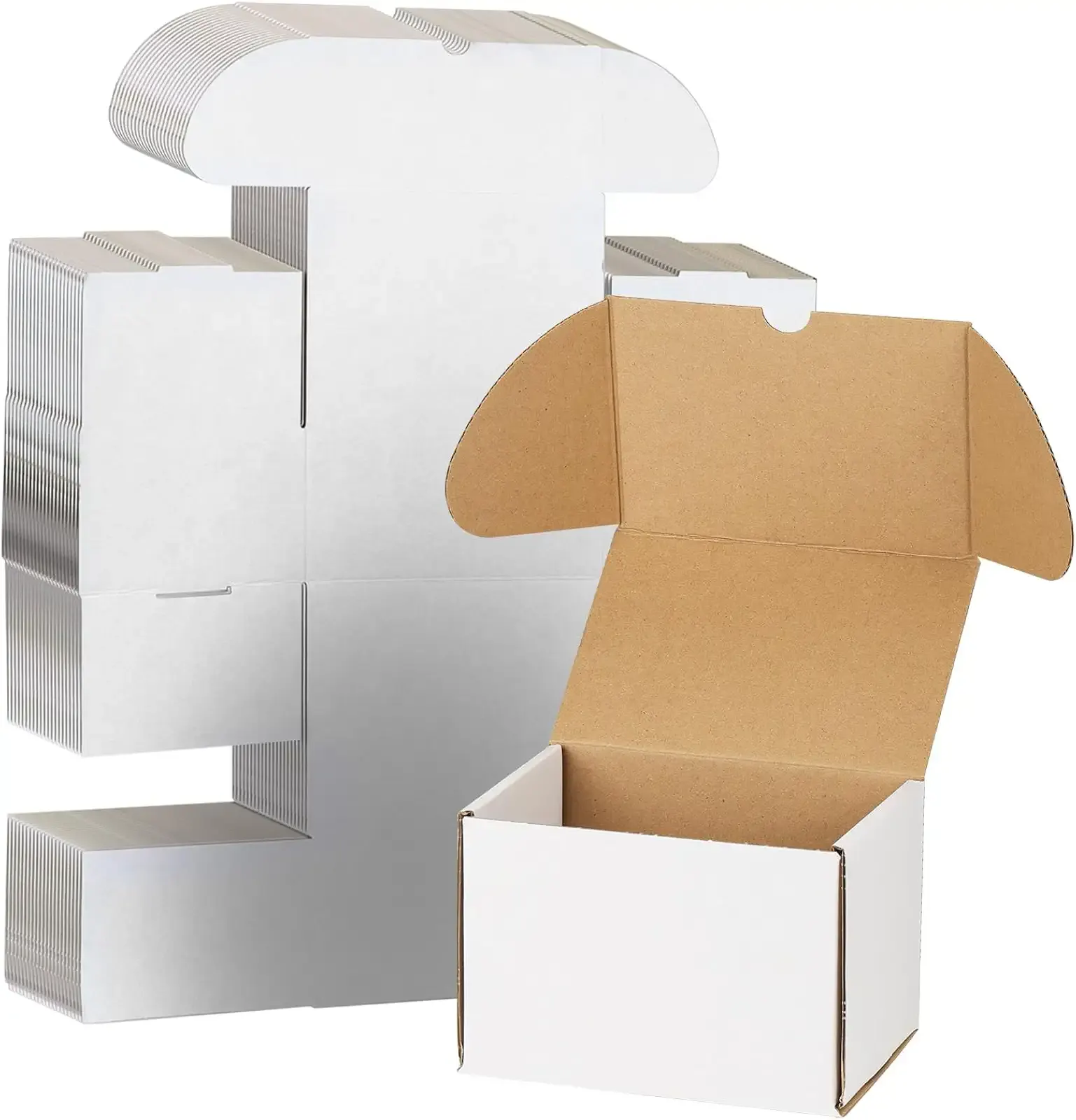 WIFTREY 50 Pack 6x4x4 Small Shipping Boxes, White Corrugated Cardboard Boxes 6 x 4 x 4 for Packaging Small Business, Mailing, Shipping