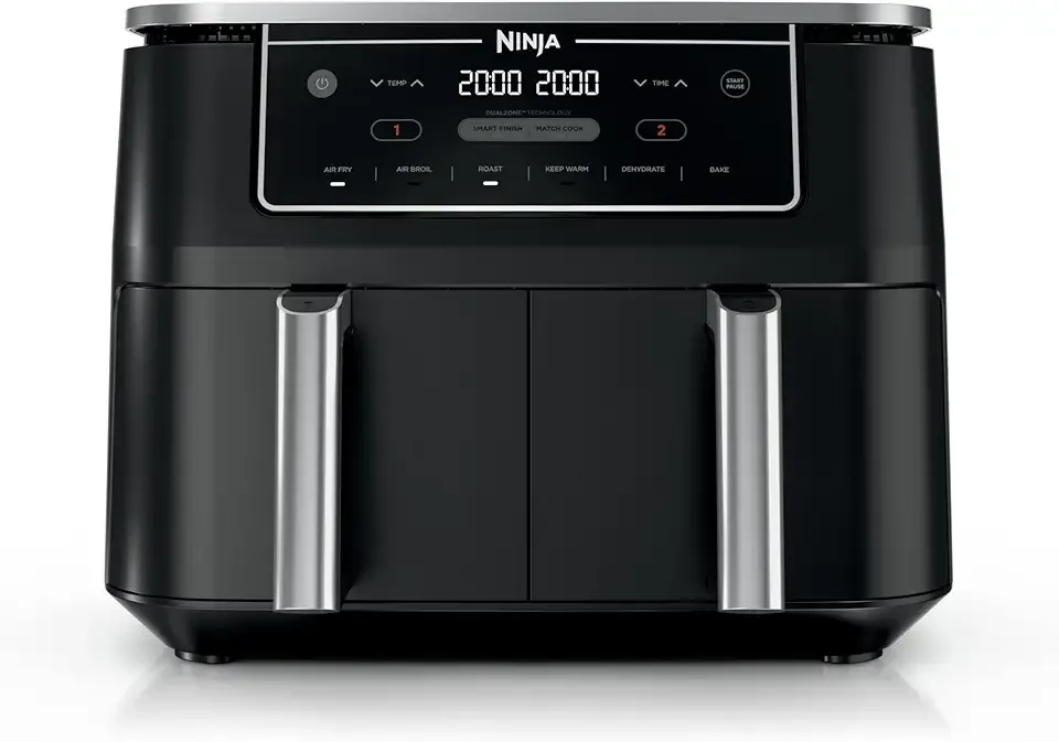 Ninja | Air Fryer | Finish Cooking Multiple Foods at the Same Time | 6-in-1 (Air Fry, Broil, Roast, Keep Warm, Dehydrate, Bake) | Fit up to 8lb Chicken Wings in the two 5 QT Baskets | DZ302