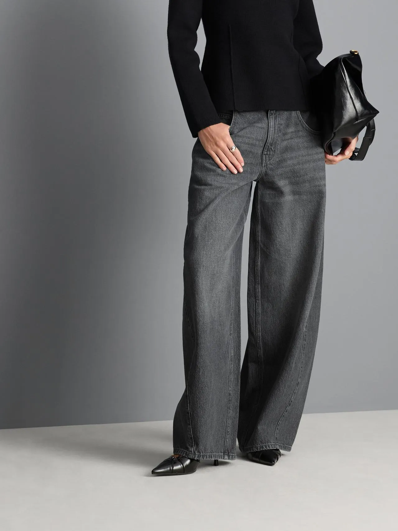 Jean barrel baggy en denim de coton