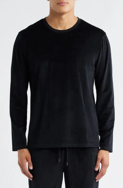 Velour Jacquard Long Sleeve Pajama Top