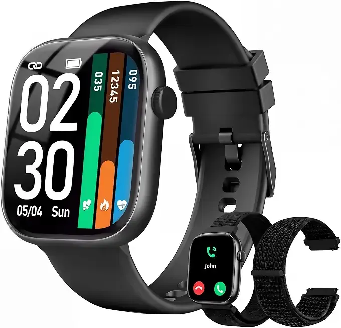 Smart Watch for Women Men, Answer/Make Call, 1.83"HD Touchscreen, 2 Bands | IP67 Waterproof Fitness Tracker, Heart Rate/Sleep Monitor, DIY Dial, Multi-Sport Modes Pedometer, Smartwatch for iOS/Android