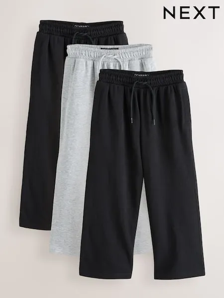 Grey and Black Wide Fit Joggers 3 Pack (3-16yrs)