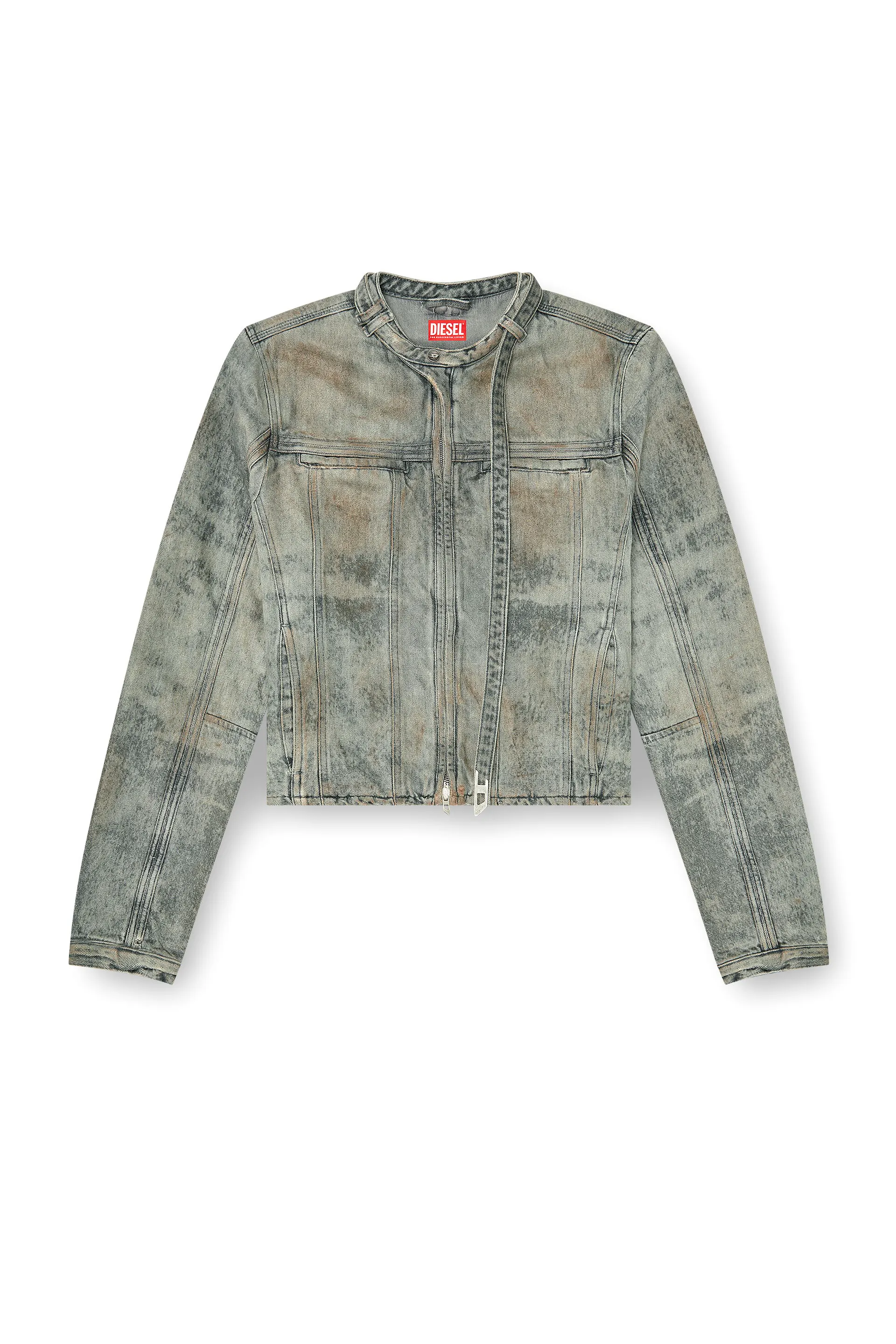 Jacket in cotton-hemp satin denim